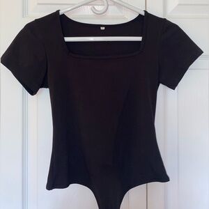 Square Neck Bodysuit Short Sleeve Top